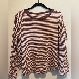 Madewell Muted Plum and White Striped Long-Sleeve Tee XL